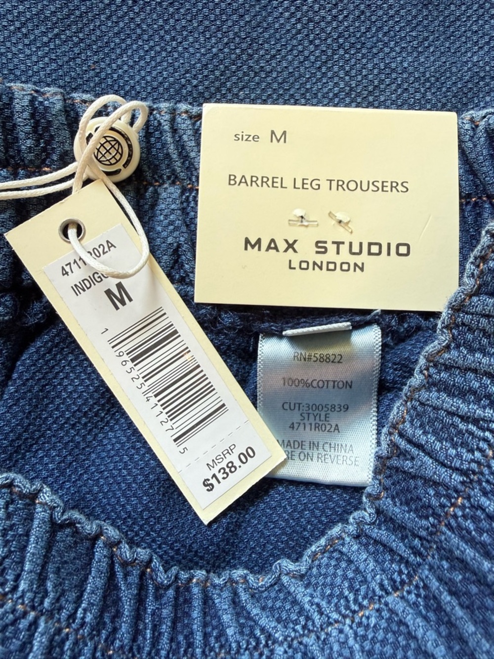 Max studio pique barrel leg pants - Picture 4 of 5